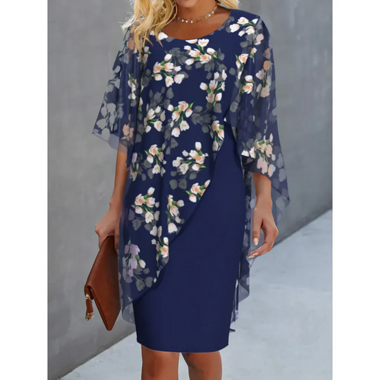 Jovira | Damen Midikleid mit floralem Muster und lockerem Schnitt