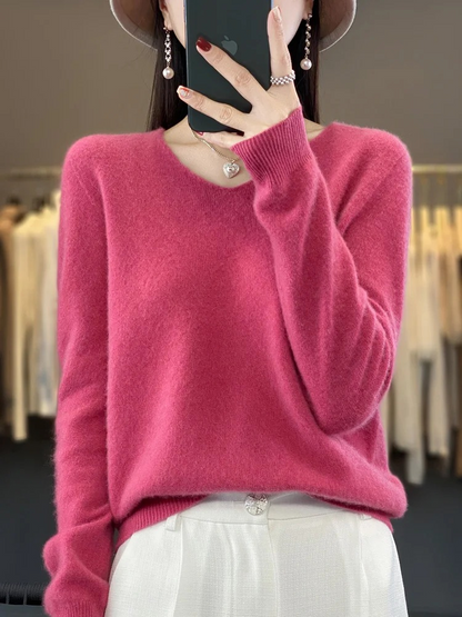 Jamila | Damen Cashmere Pullover mit elegantem V-Ausschnitt