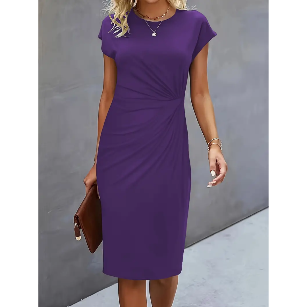 Jasmina |Figurbetontes Midikleid mit kurzen Ärmeln | Midi