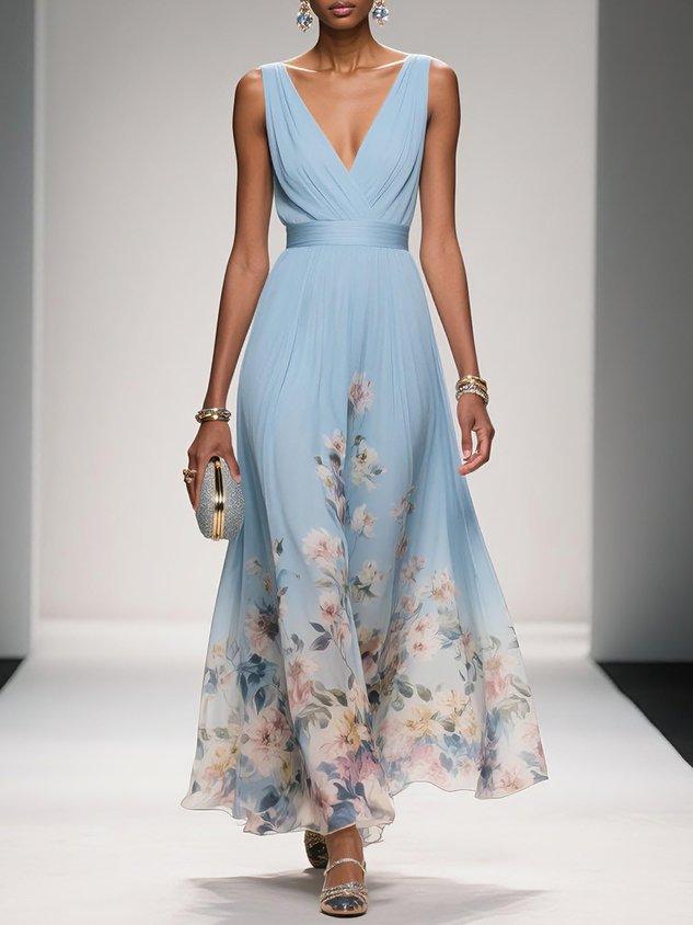 Emira | Women's Maxi Dress with Floral Print and Sleeveless Design