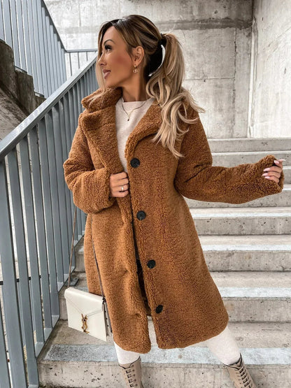 Anna | Plüsch-Trenchcoat in langer Passform
