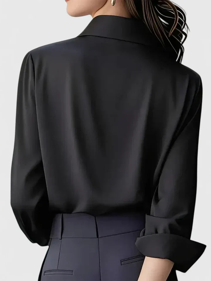 Katharina | Women's satin blouse with button placket and collar