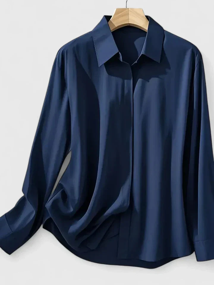 Katharina | Women's satin blouse with button placket and collar