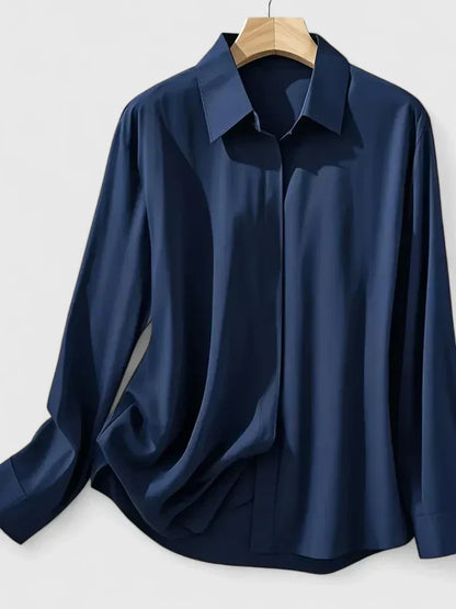 Katharina | Women's satin blouse with button placket and collar