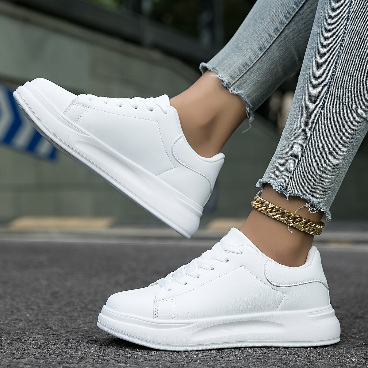 Carla | Damen weiße Ledersneaker mit Schnürung
