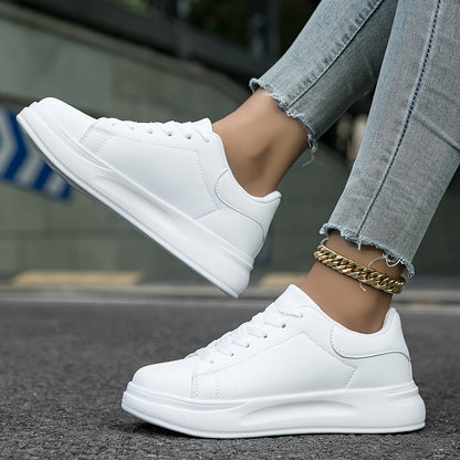Carla | Damen weiße Ledersneaker mit Schnürung