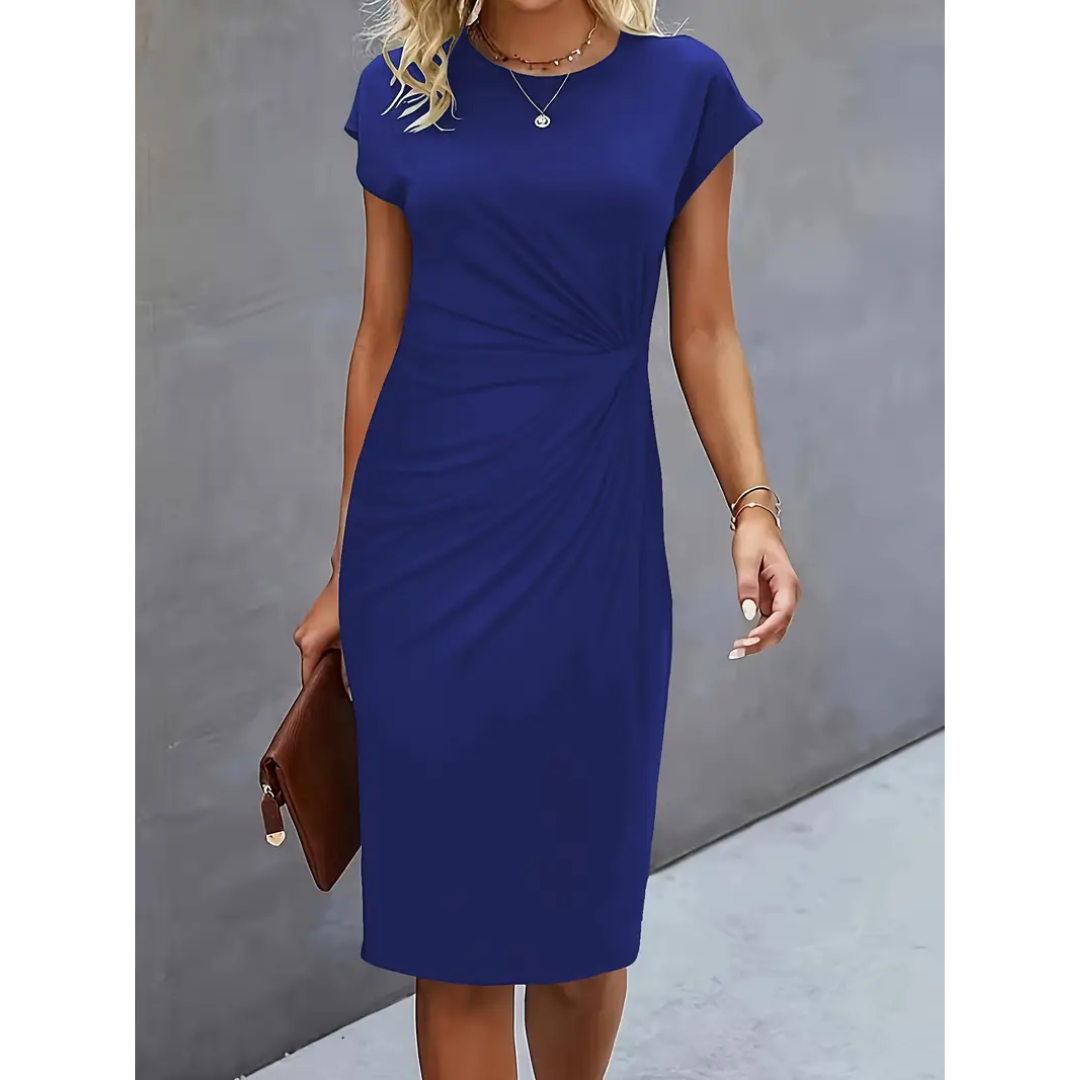 Jasmina |Figurbetontes Midikleid mit kurzen Ärmeln | Midi