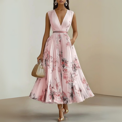 Jamira | Damen Maxikleid mit V Ausschnitt und fließendem Schnitt
