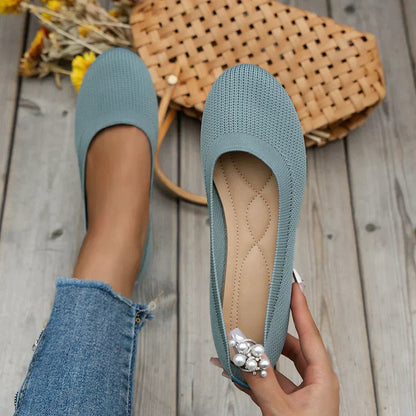 Caris | Damen Mesh Ballerinas atmungsaktiv mit Rundspitze | Schlupfdesign