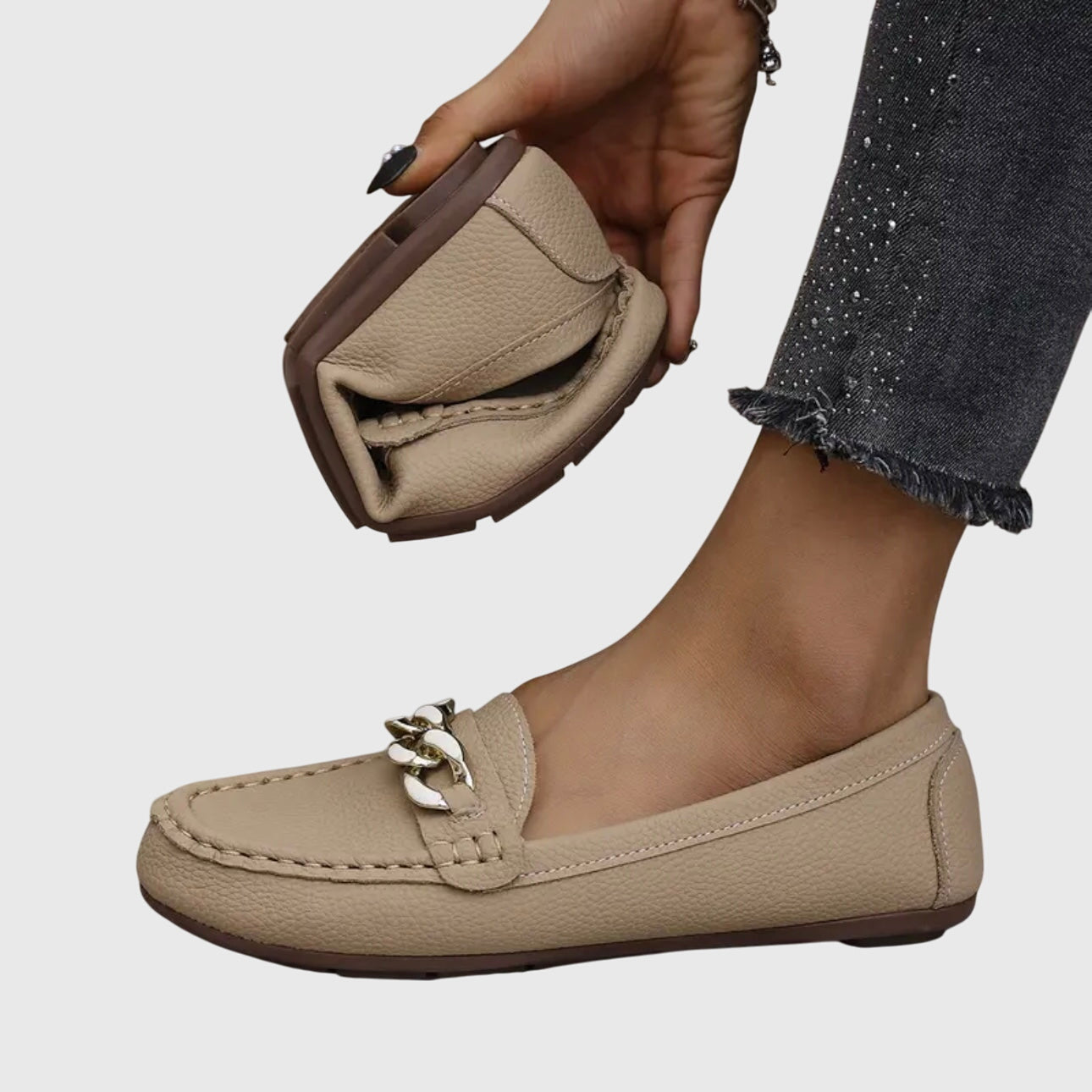 Mara | Damen orthopädische Slip-On Loafer mit Kette und Form