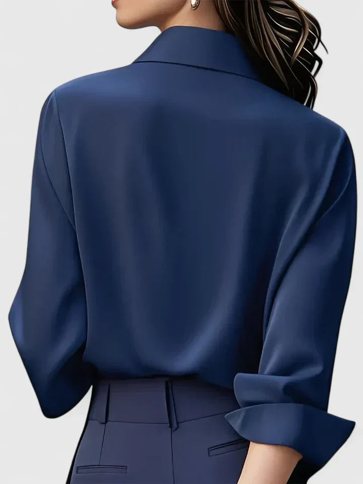 Katharina | Women's satin blouse with button placket and collar