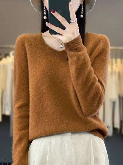 Jamila | Damen Cashmere Pullover mit elegantem V-Ausschnitt