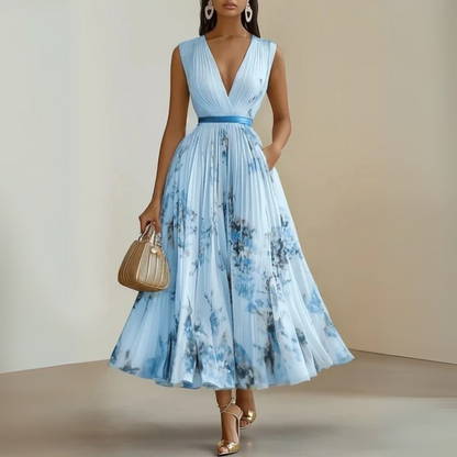 Jamira | Damen Maxikleid mit V Ausschnitt und fließendem Schnitt