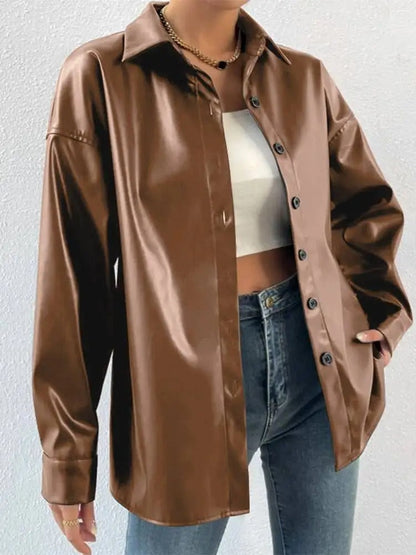 Julia | Giacca in pelle elegante con chiusura a bottoni