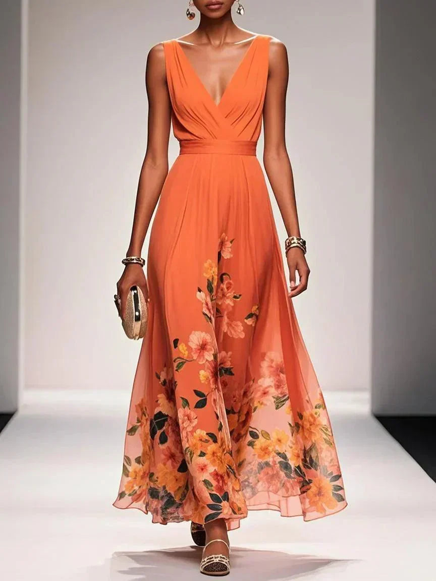 Emira | Women's Maxi Dress with Floral Print and Sleeveless Design