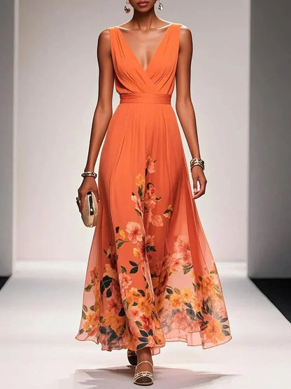 Emira | Women's Maxi Dress with Floral Print and Sleeveless Design