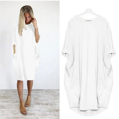 Gisla | Lässiges Damen Kleid mit Taschen und weiten Ärmeln