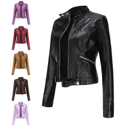 Theresa | Damen Lederjacke mit Stehkragen und Reißverschluss