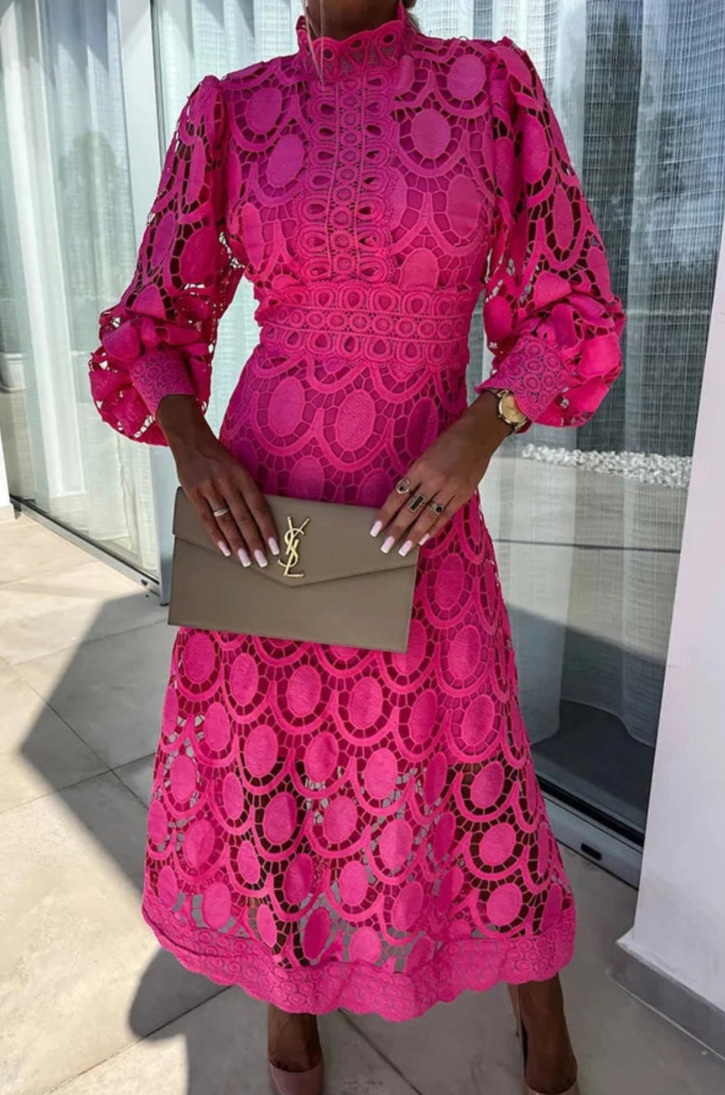 Maja | Abito elegante con pizzo e maniche lunghe