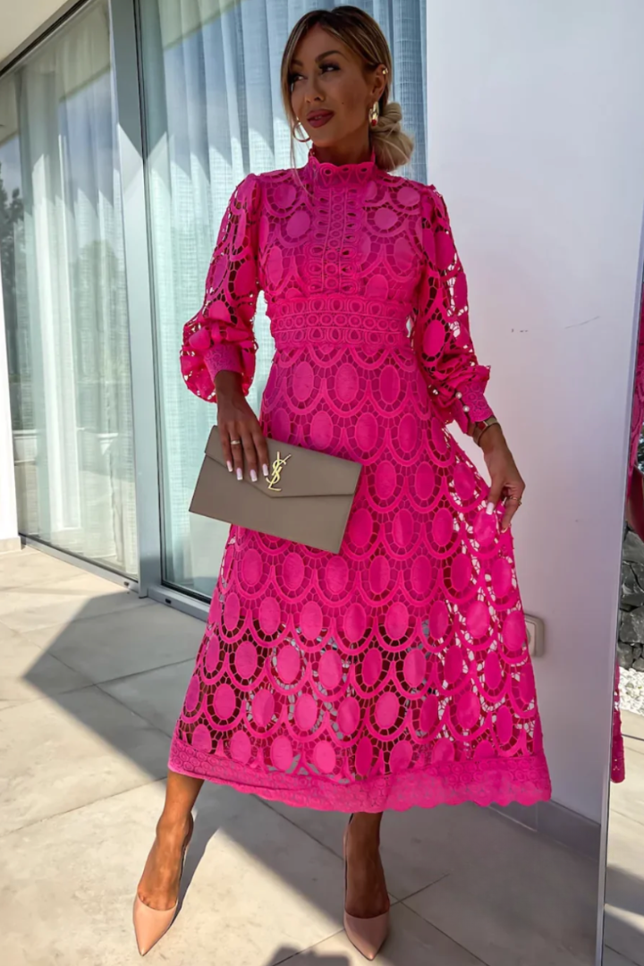 Maja | Abito elegante con pizzo e maniche lunghe