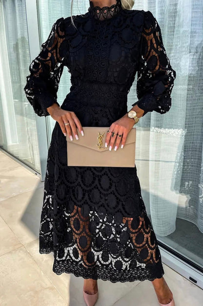 Maja | Abito elegante con pizzo e maniche lunghe