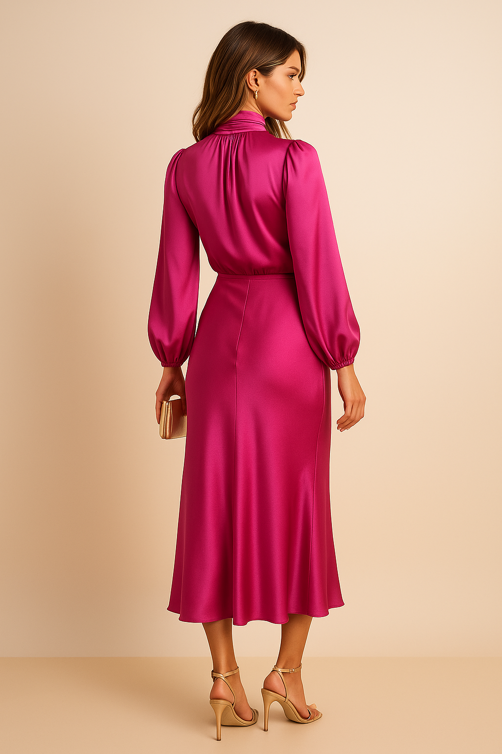 Solveig | Elegantes Satin Midikleid für Damen