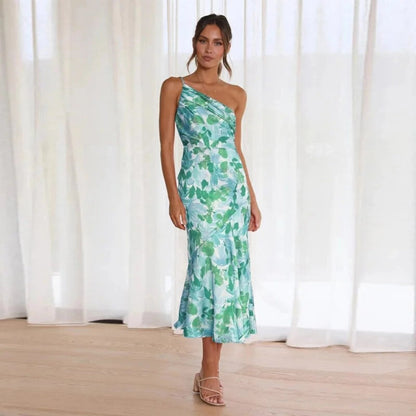 Galira | Women's maxi dress with an asymmetrical cut and floral pattern