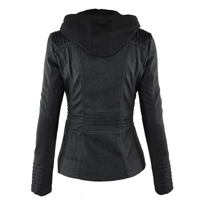 Freya | Giacca in pelle resistente alle intemperie da donna con cappuccio | Tasche