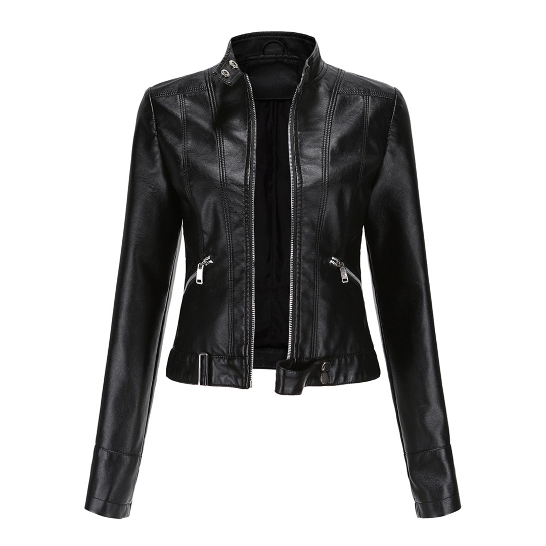 Theresa | Damen Lederjacke mit Stehkragen und Reißverschluss