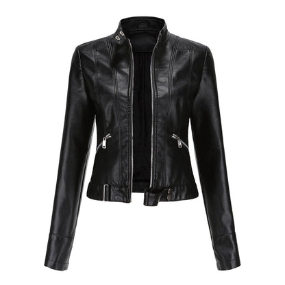 Theresa | Damen Lederjacke mit Stehkragen und Reißverschluss