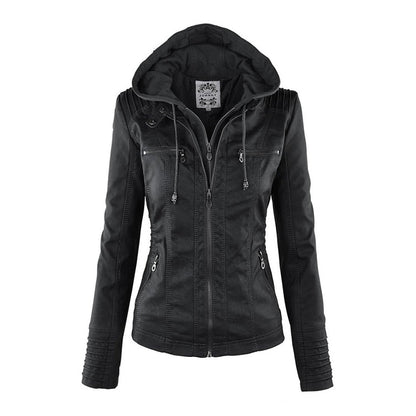 Freya | Giacca in pelle resistente alle intemperie da donna con cappuccio | Tasche