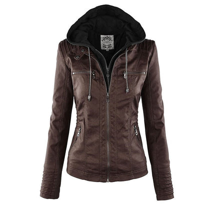 Freya | Giacca in pelle resistente alle intemperie da donna con cappuccio | Tasche