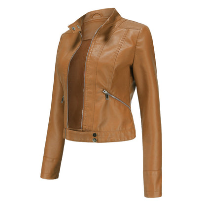 Theresa | Damen Lederjacke mit Stehkragen und Reißverschluss