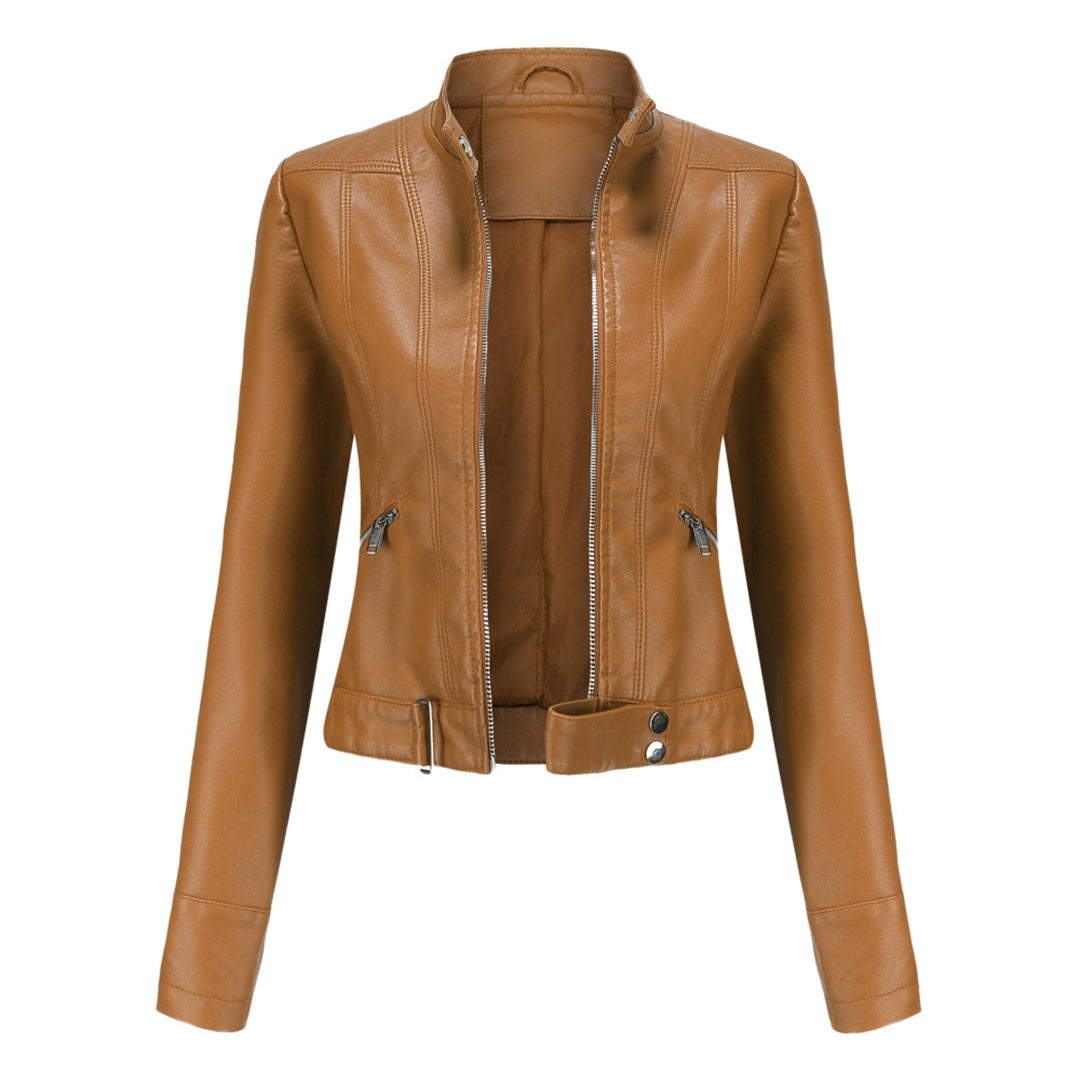 Theresa | Damen Lederjacke mit Stehkragen und Reißverschluss