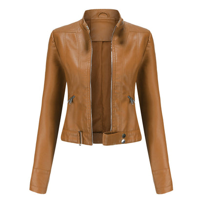 Theresa | Damen Lederjacke mit Stehkragen und Reißverschluss
