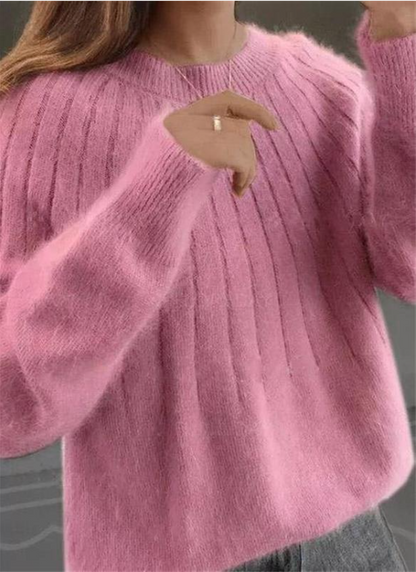 Melanie | Flauschiger Strickpullover aus Kaschmir mit Rippstruktur