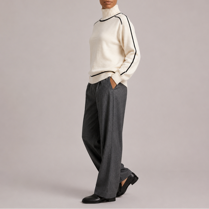 Ida | Damen Rollkragenpullover mit kontrastierenden Kanten
