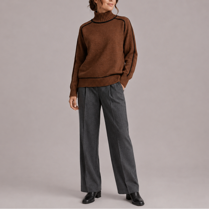 Ida | Damen Rollkragenpullover mit kontrastierenden Kanten