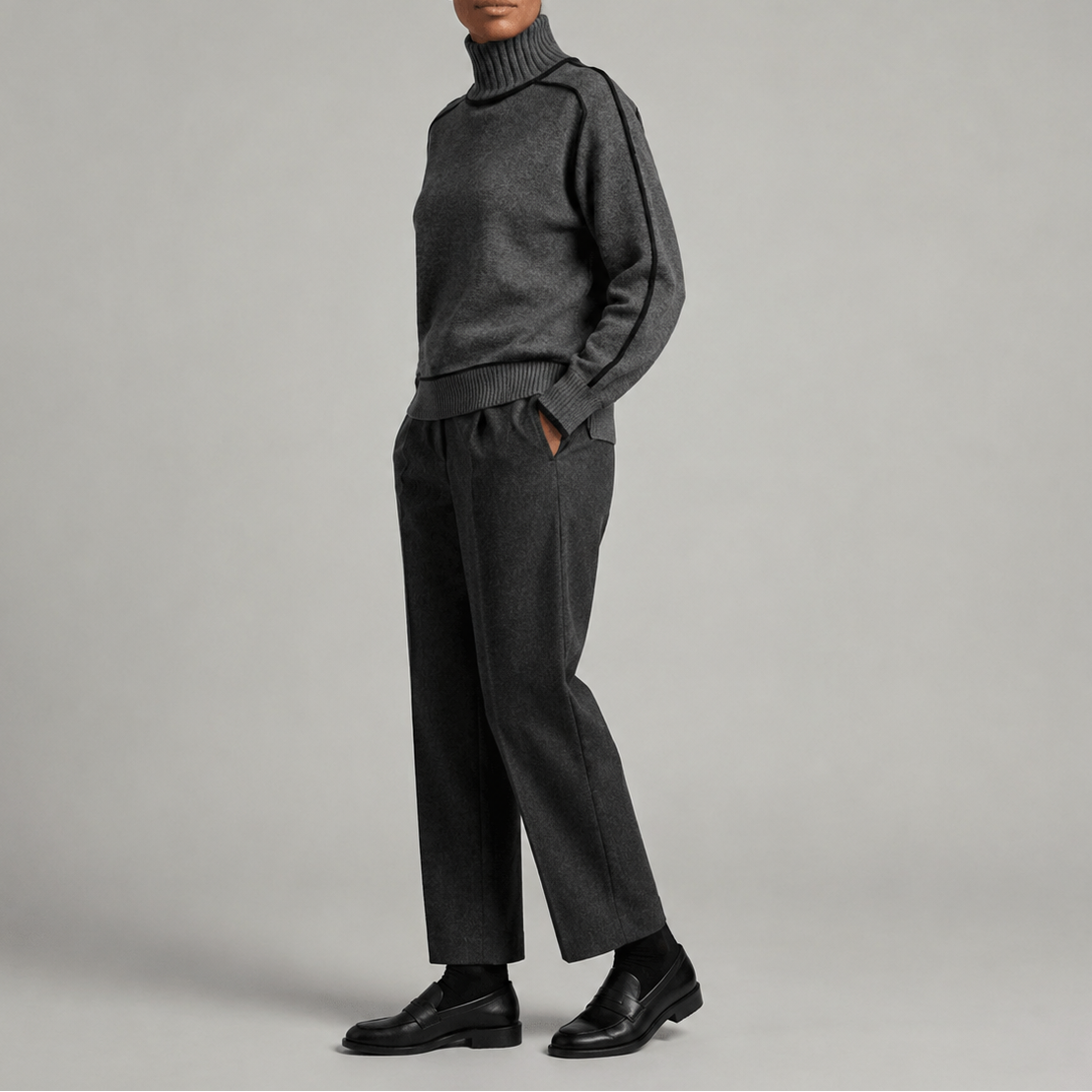Ida | Damen Rollkragenpullover mit kontrastierenden Kanten
