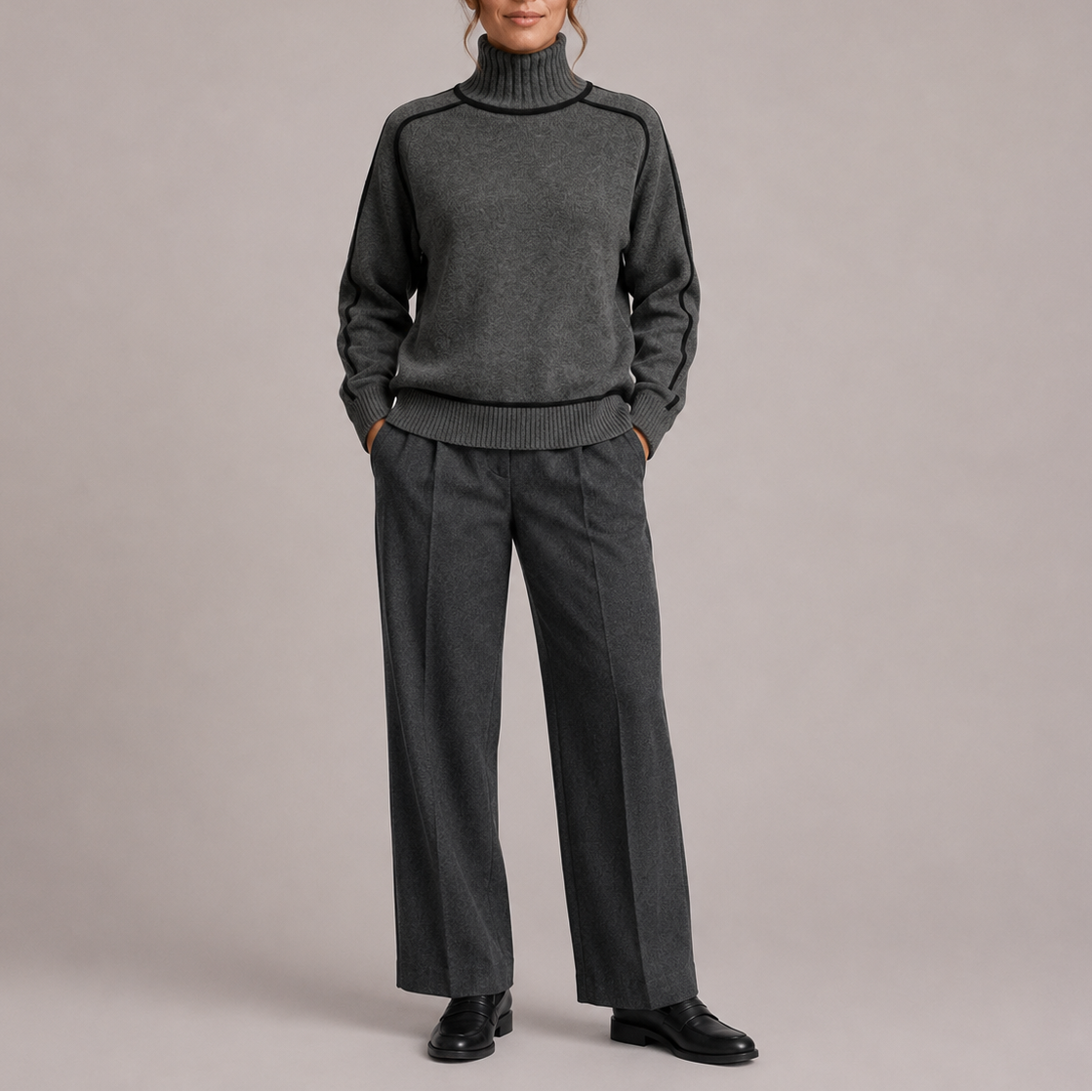 Ida | Damen Rollkragenpullover mit kontrastierenden Kanten