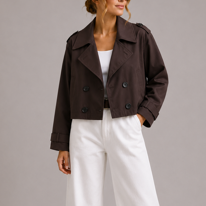 Barbara | Damen kurzer Trenchcoat mit Reverskragen