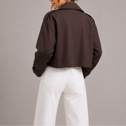 Barbara | Damen kurzer Trenchcoat mit Reverskragen