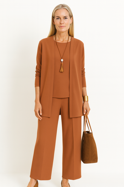 Alvara | Dreiteiliges Set mit Cardigan, Oberteil und Gerader Hose