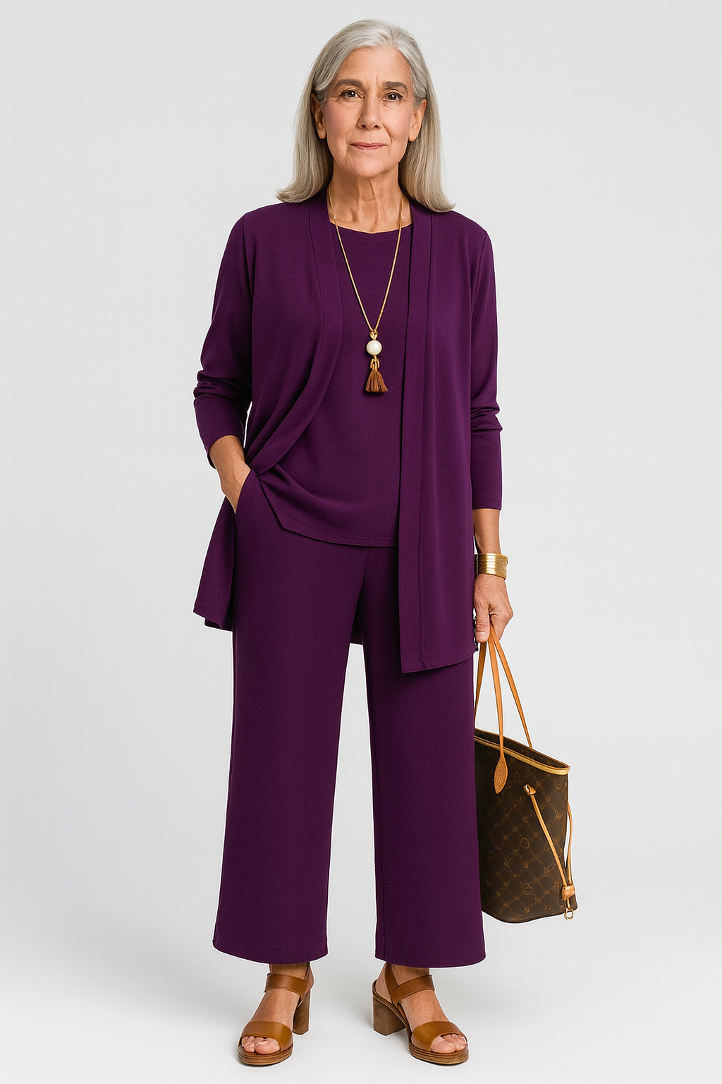 Alvara | Dreiteiliges Set mit Cardigan, Oberteil und Gerader Hose