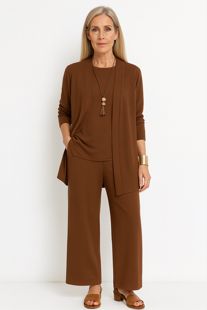 Alvara | Dreiteiliges Set mit Cardigan, Oberteil und Gerader Hose