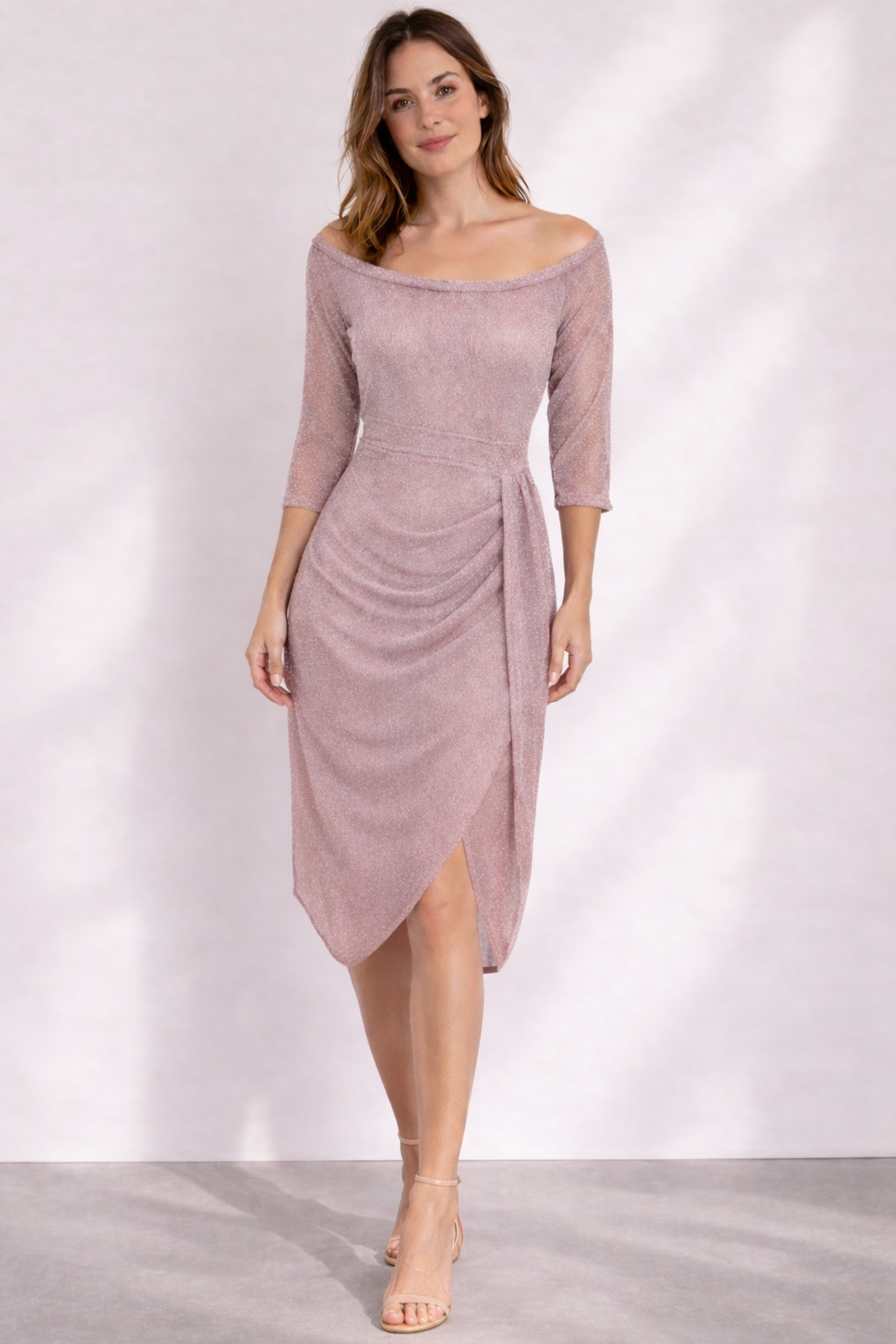 Amelie | Festliches Midikleid mit Drapierung und Ärmeln