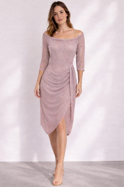 Amelie | Festliches Midikleid mit Drapierung und Ärmeln