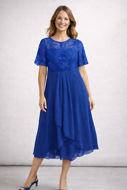 Helene | Damen Midikleid mit Spitze und Chiffon Ärmeln