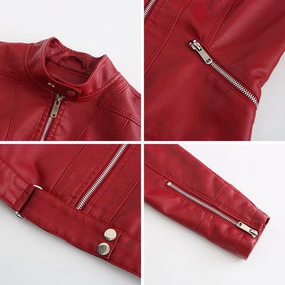 Theresa | Damen Lederjacke mit Stehkragen und Reißverschluss