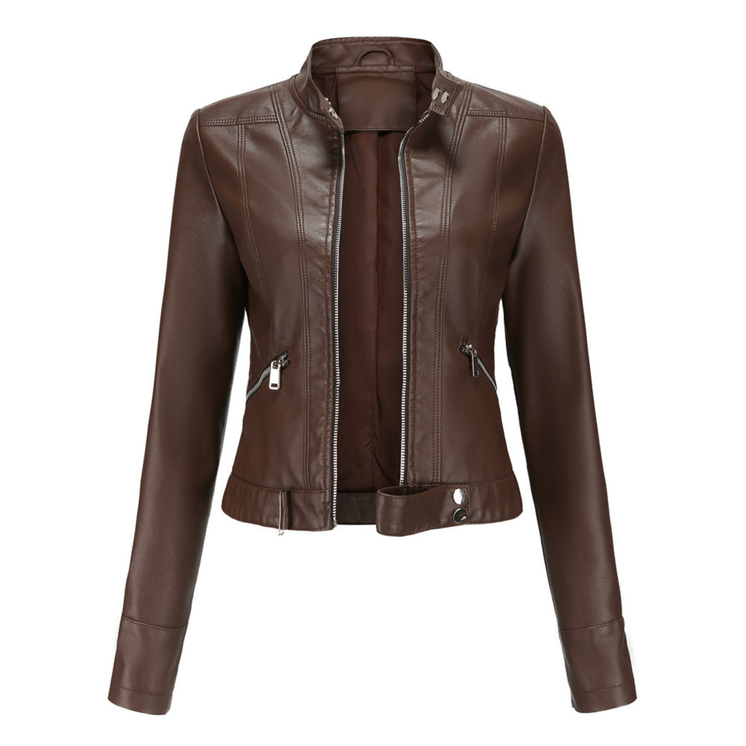 Theresa | Damen Lederjacke mit Stehkragen und Reißverschluss